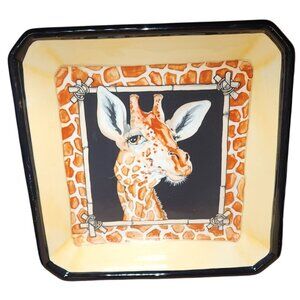 Vintage 1998 Lotus M Stark Buckley African Safari Giraffe Square Serving Platter